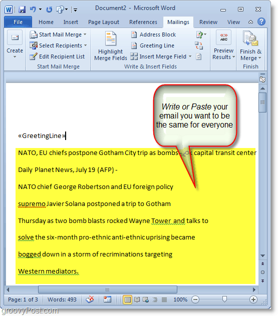 Outlook 2010 -kuvakaappaus - kirjoita massasähköpostisisältösi