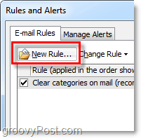luo uusi sääntö Outlook 2010: ään