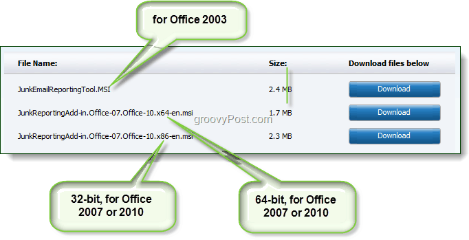 Lataa roskapostin raportointityökalu Office 2003-, Office 2007- tai Office 2010 -käyttöjärjestelmiin