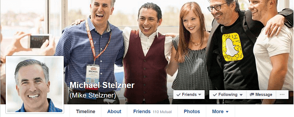 Michael Stelzner liittyi Facebookiin MarketingProfin Ann Handleyn suosituksesta.