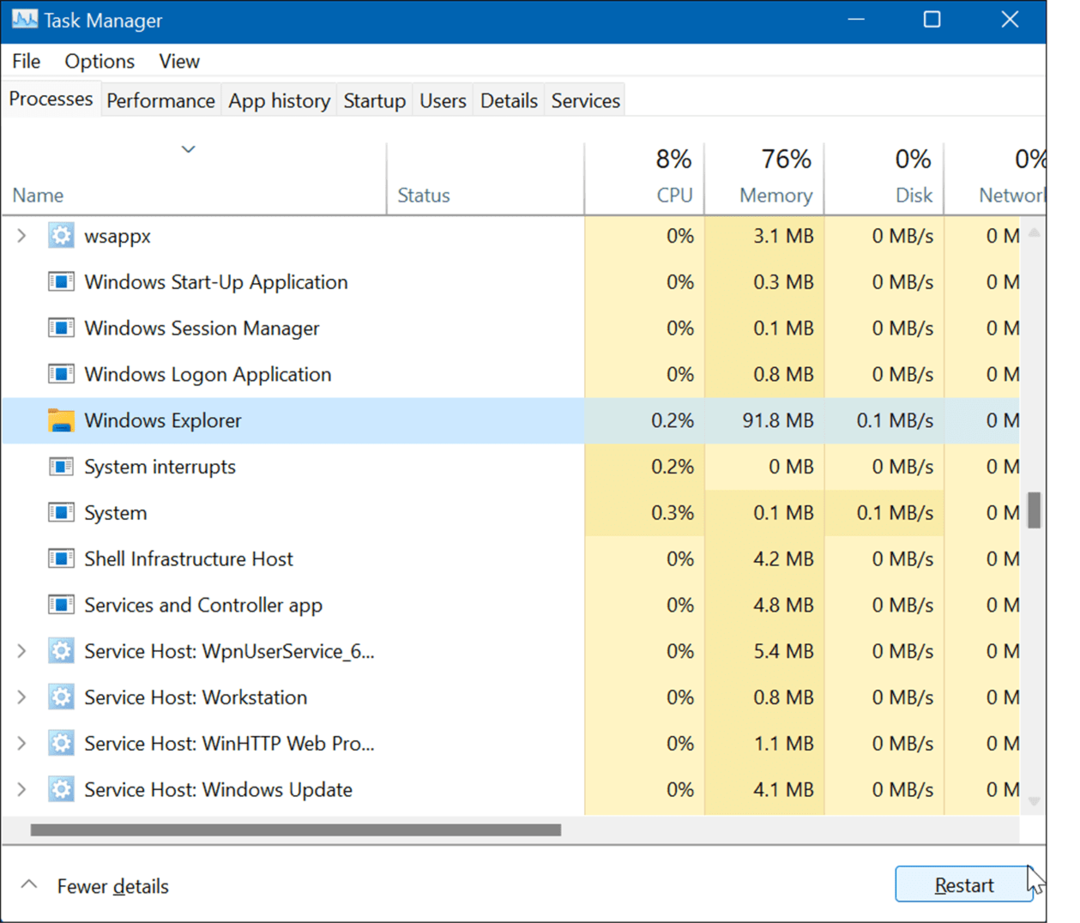 Käynnistä Windowsin Resurssienhallinta uudelleen Palauta tehtäväpalkin asetukset Windows 11:ssä