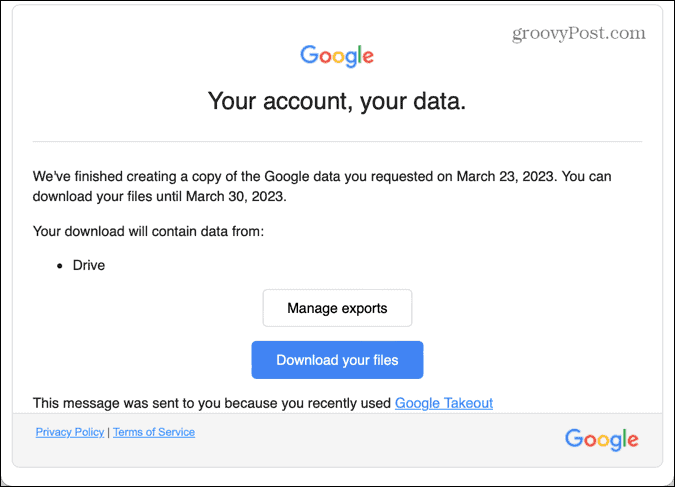 google takeout sähköposti