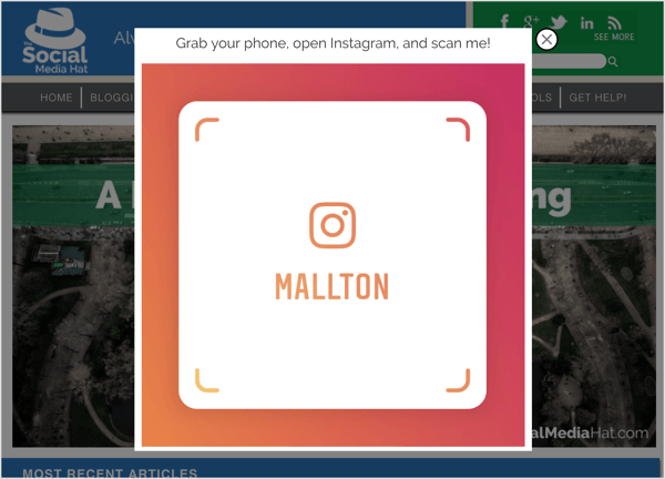 Poistumisponnahdusikkuna Instagram-nimitunnuksella.
