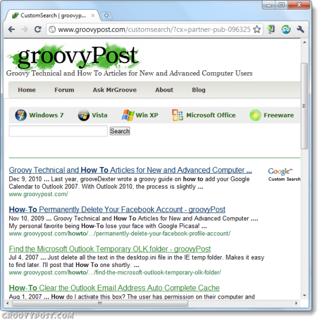 groovypost google mukautettu haku