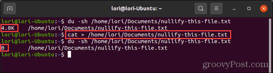 Uudelleenohjaa devnulliin käyttämällä cat-komentoa Linuxissa