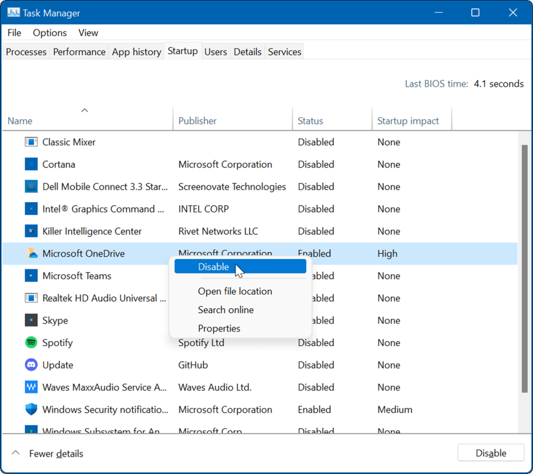 poista käynnistyssovellukset Windows 11 käytöstä