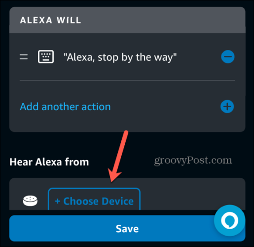 alexa app valitse laite