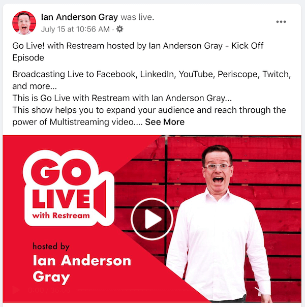 Ian Anderson Greyn Facebook-suoratoistovideo