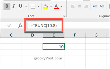 TRUNC-toiminto Excelissä