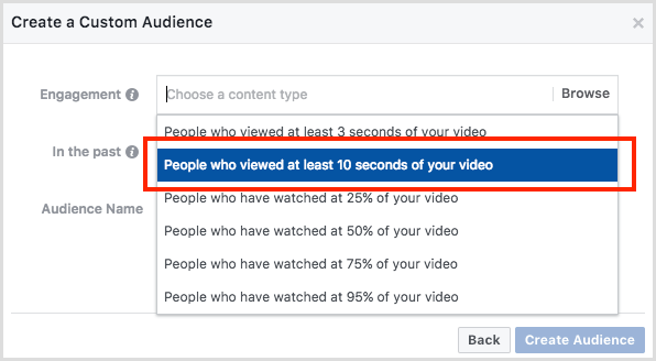 Facebook-videoiden sitouttamisen mukautettu yleisö