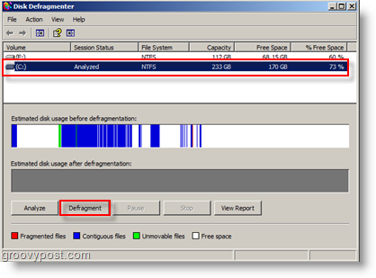 Levyn eheytysasetukset Windows XP: lle - analysoi ja eheytä