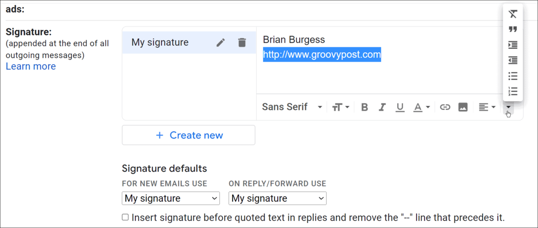 kuinka muuttaa allekirjoitusta gmailissa