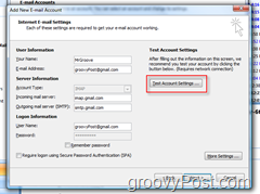Testaa GMAIL IMAP -tilin asetukset Outlook 2007: ssä