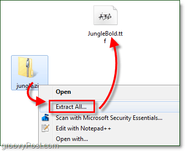 pakkaamalla ilmainen ladattu fontti käytettäväksi Windows 7: n kanssa