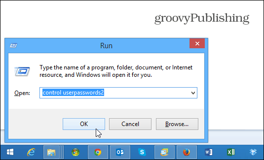 hallitse userpasswords2 Windows 8.1