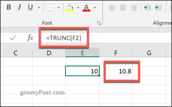 TRUNC-toiminto Excelissä