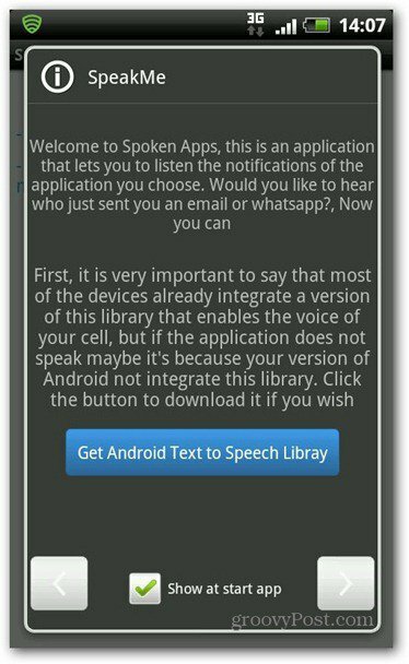 SpeakMe Android-tekstistä puhekirjastoon