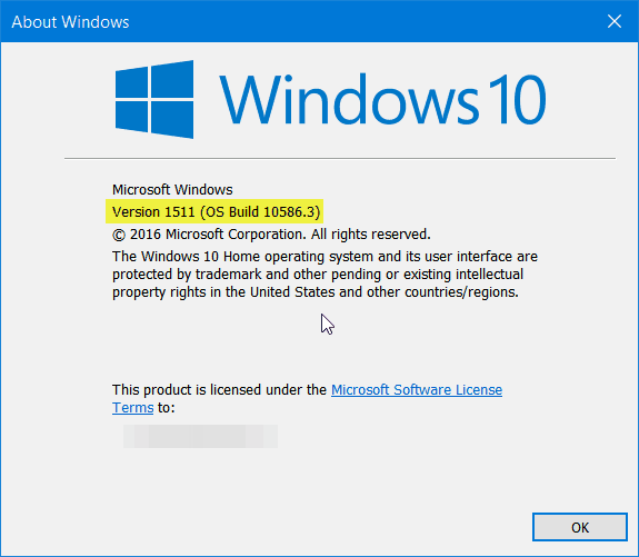 Windows 10 -versio 1511
