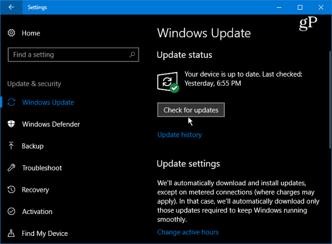 1 Windows 10 Tarkista päivitykset