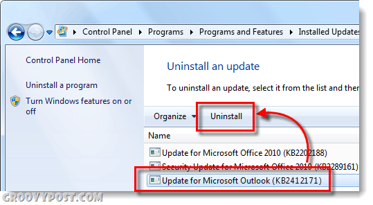 poista kb2412171 Windows 7: n näkymistä