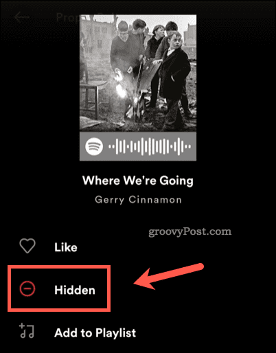 Näytä Spotify-kappaleen piilotus