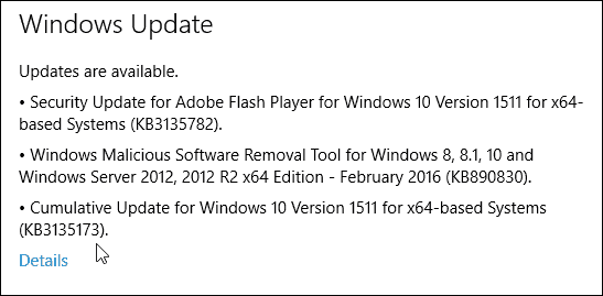 Windows 10 kumulatiivinen päivitys KB3135173 Build 10586.104 saatavana nyt