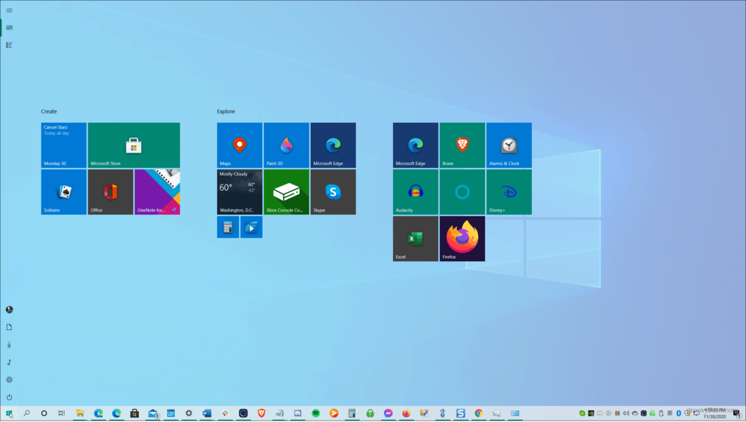 Kuinka tehdä Windows 10: n Käynnistä-valikosta koko näyttö