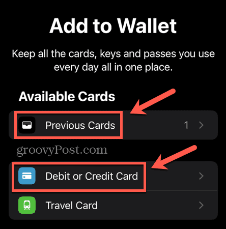 apple pay lisää edellinen kortti tai uusi pankki- tai luottokortti