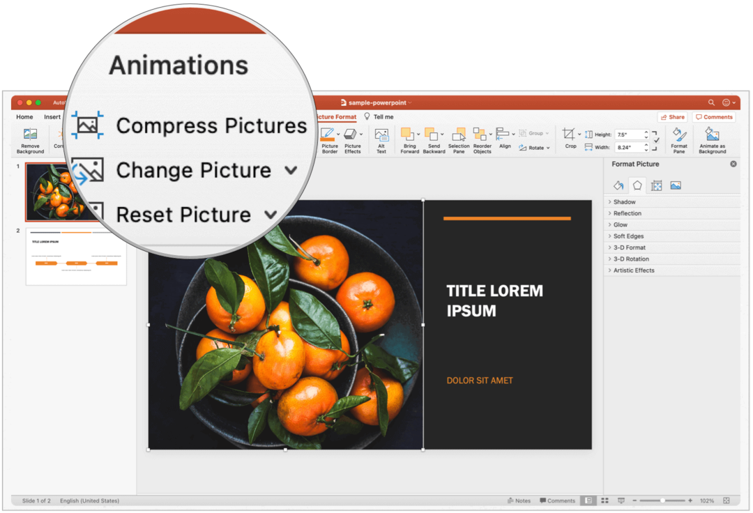 PowerPoint Mac pakata kuvia