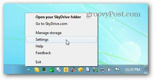 SkyDrive-valikko
