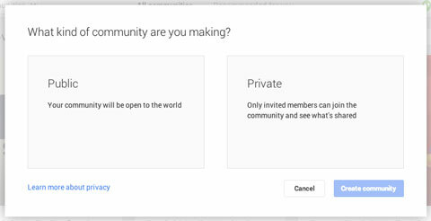 määritetään kuka voi liittyä google plus -yhteisöösi