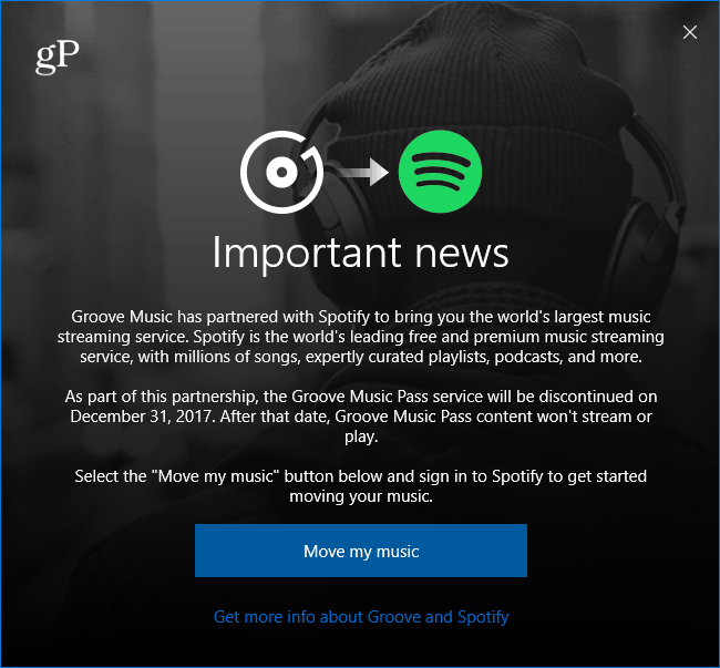 Microsoft Groove -musiikki siirtymässä Spotify-viestiin