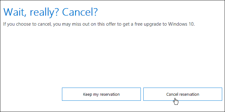 Kuinka peruuttaa Windows 10 -päivitysvaraus