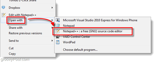 muokata avoimena luettelossa Windows 7