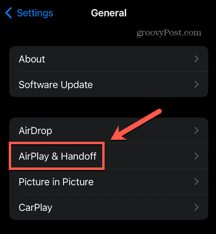 iphone airplay ja handoff asetukset
