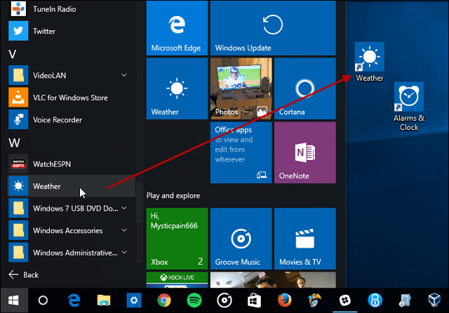 Windows 10 -vinkki: Luo työpöydän pikakuvakkeita Universal-sovelluksille