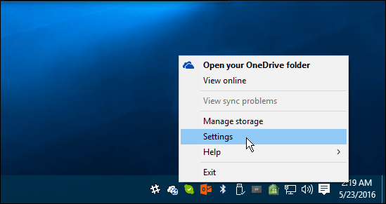 OneDrive-asetukset