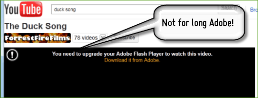 Katso YouTubea asentamatta Adobe Flash Playeria