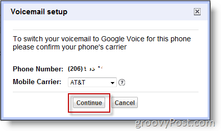 Näyttökuva - Ota Google Voice käyttöön muulla kuin google-numerolla