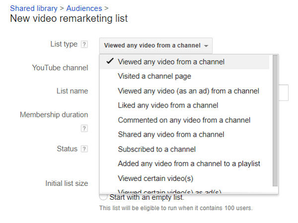 Voit jakaa YouTube-katsojien luettelosi uudelleenmarkkinointia varten.