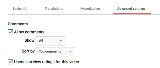 Voit myös muokata kommenttien esitystapaa YouTube-kanavallasi, jos päätät sallia ne.