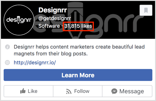 Fanien määrä on tämän Facebook-sivun esikatselun yläosassa.