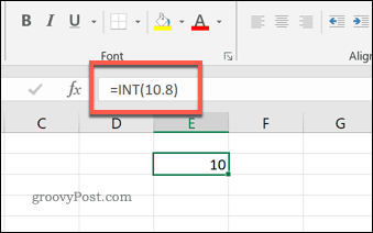 INT-toiminto Excelissä
