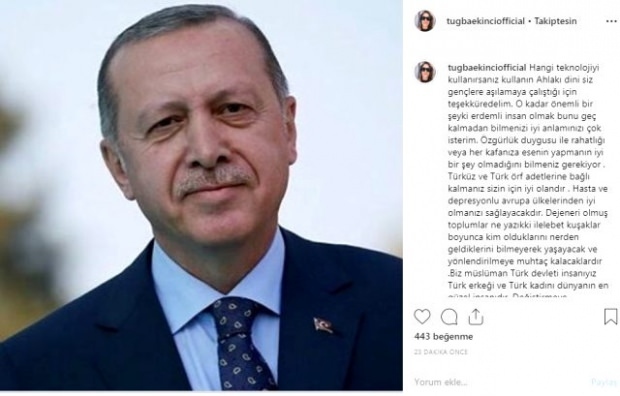 Tuğba Ekinci jakaa presidentti Tayyip Erdoğanin