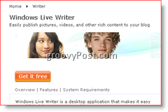 Windows Live Writer 2008: n lataussivu