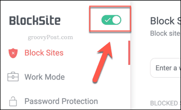 BlockSite Ota käyttöön -painike Chromessa
