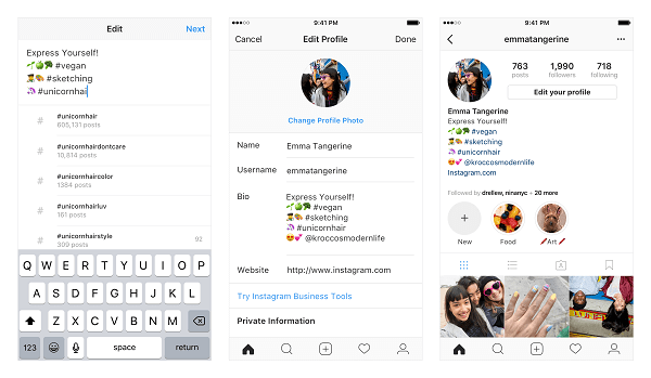 Instagram antaa käyttäjien nyt linkittää useisiin hashtageihin ja muihin tileihin profiilibioistaan.