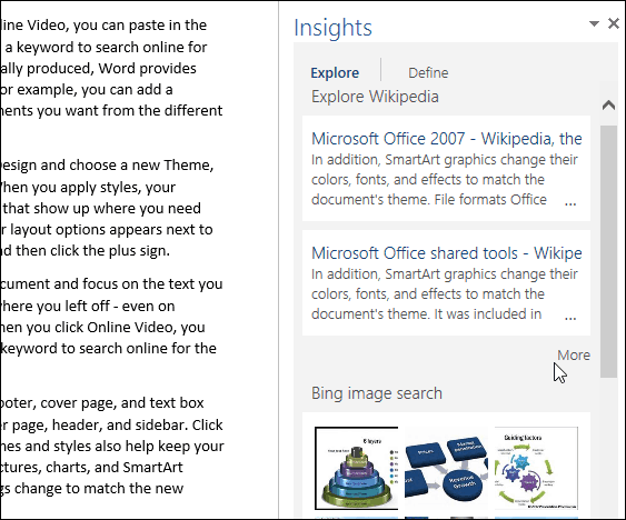 Kuinka käyttää Bingin avulla toimivia älykkäitä hakuominaisuuksia Office 2016: ssa