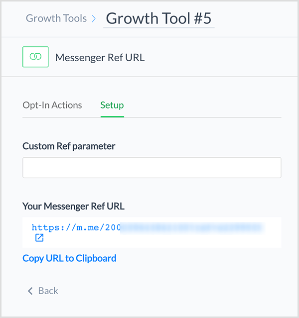 Molly Pittman sanoo, että ManyChat Messenger Ref URL Growth Tool antaa sinulle linkin, joka ohjaa jonkun Messenger-chat-robottiisi.