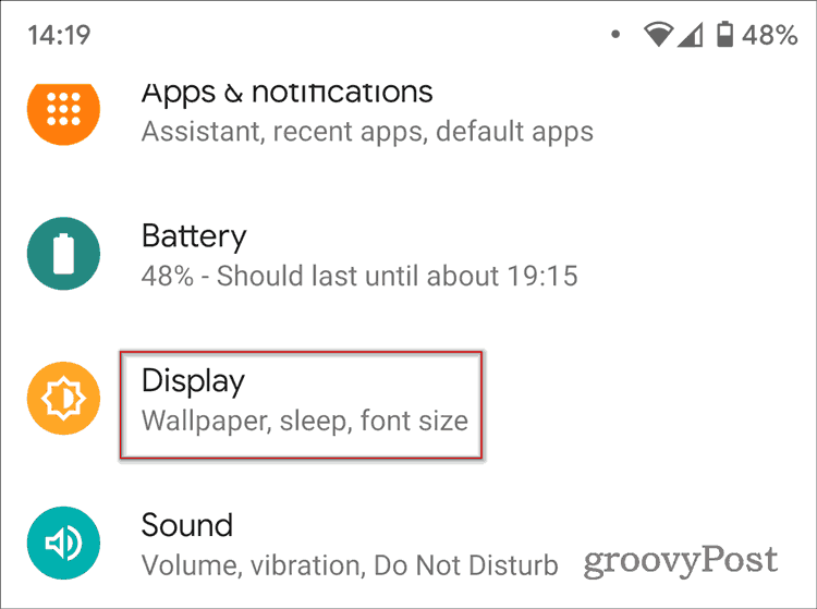 Android 10 tumman teeman näyttöasetukset